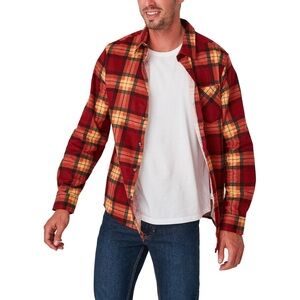 Brilliant Basics Men's Flannelette Shirt - Red \Orange/Black Size XS Unisex
